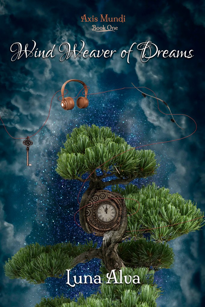 Cover of Wind Weaver of Dreams. Top of a tree with the universe as background